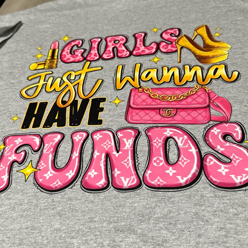 Gildan Gray Tee with Pink and Yellow Graphic